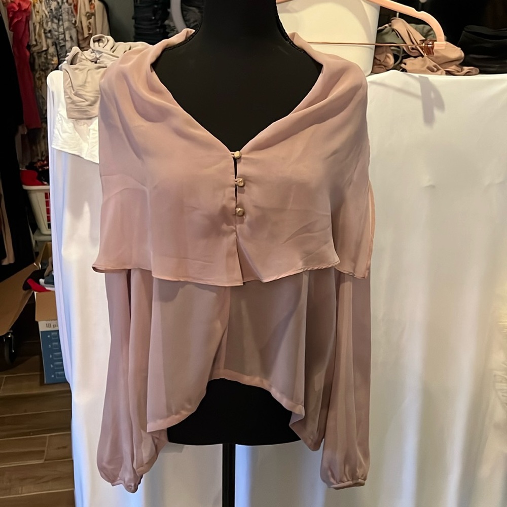 Long sleeve blouse with overlay